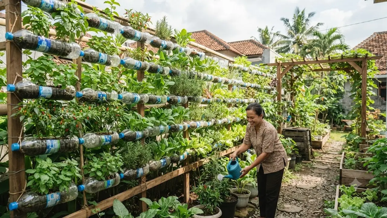 7 Cara Menyusun Botol Bekas Menjadi Dinding Tanaman Cantik dan Kebun Produktif di Lahan Sempit