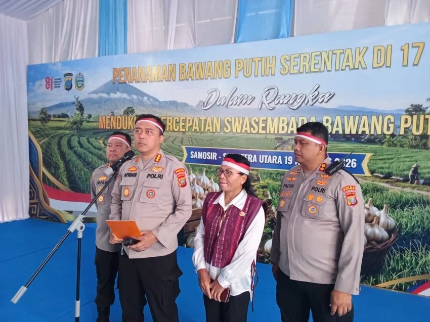 Polri dan Pemkab Samosir Dorong Penanaman Bawang Putih untuk Perkuat Swasembada Pangan Nasional
