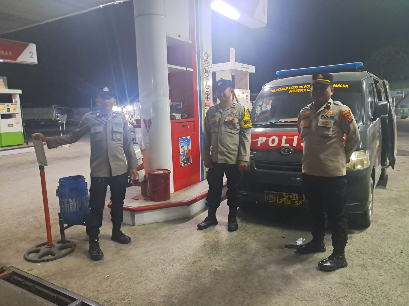 Ciptakan Kamtibmas Kondusif, Anggota Polsek Arjawinangun Intensifkan Patroli Objek Vital di SPBU Rawagatel