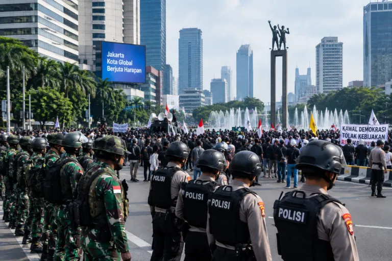 14.323 Personel Gabungan TNI-Polri Kawal Aksi di Jakarta, Pengamanan Difokuskan di Bundaran HI dan Gedung DPR